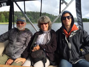 Ian, Richard, and Debbie on Lake Bolmen