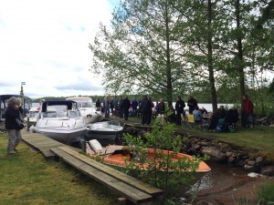 Boats and people gathered to celebrate