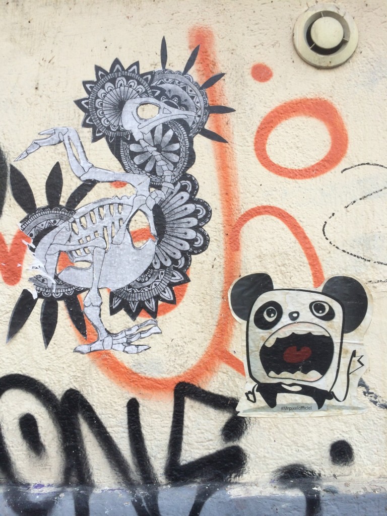 graffiti of a hungry panda and necro rooster