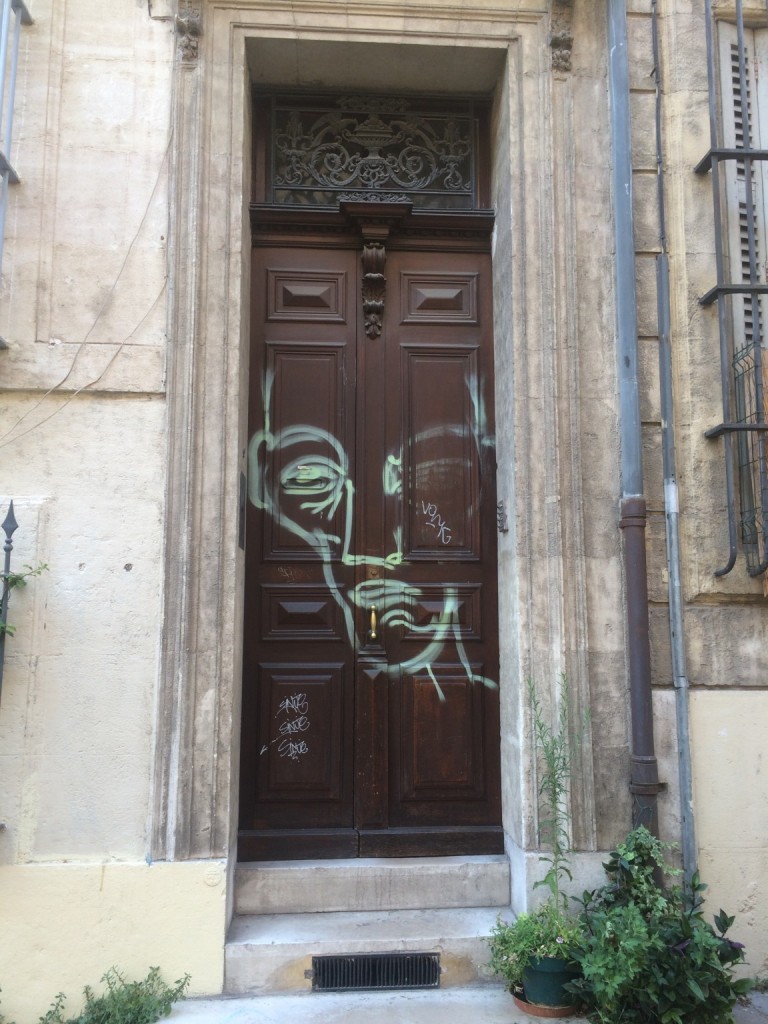 Door face line drawing graffiti